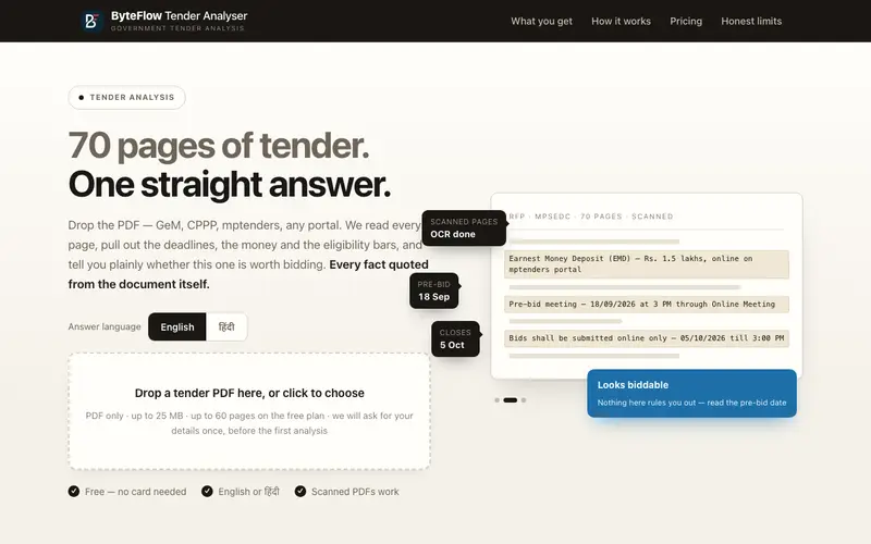 Tender Analyser preview