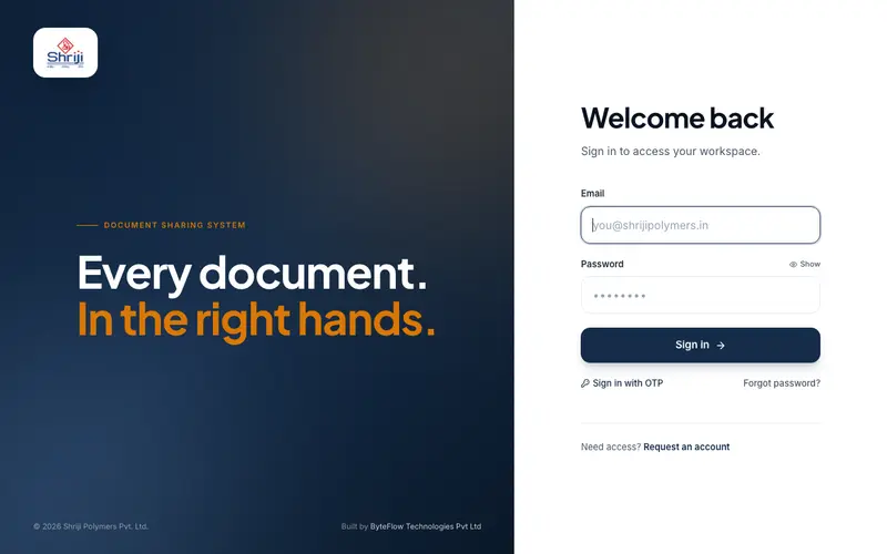 Shriji Polymers · Document Sharing System preview